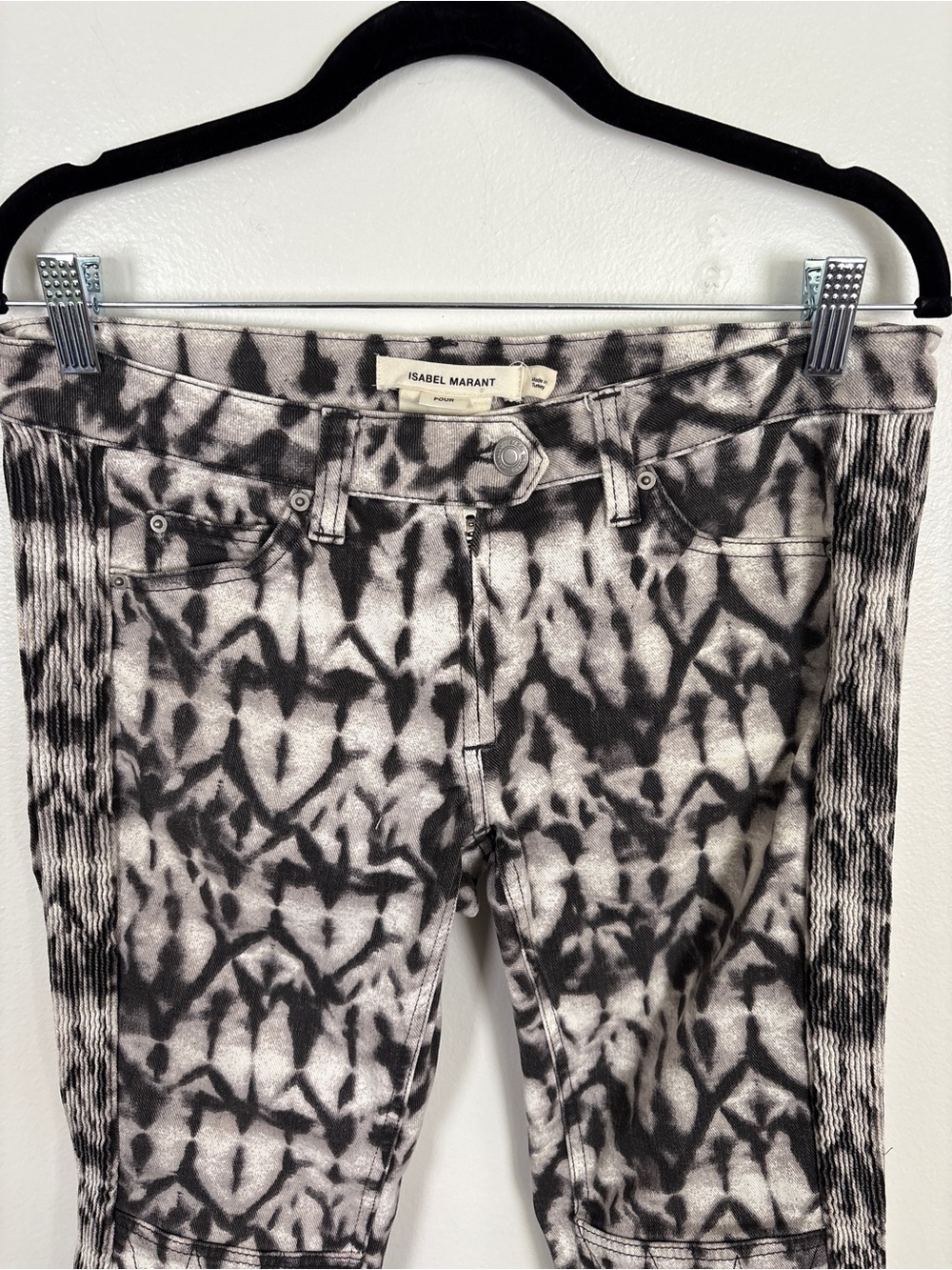 Isabel Marant pour H&M Black & White Moto Ikat Tie-Dye Skinny Jeans